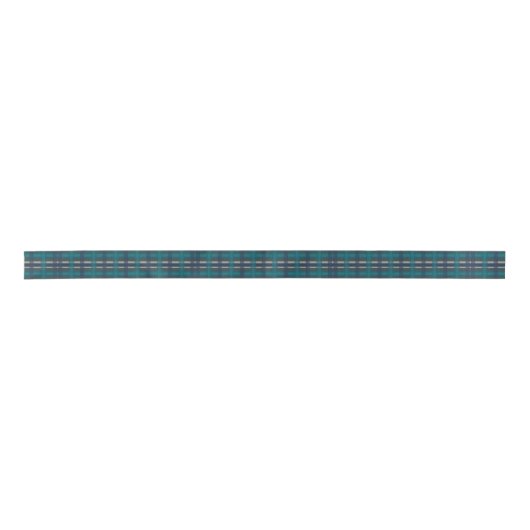 Ruban En Satin à damiers Plaid Bleu Vert Violet Et Turquoise (Devant)