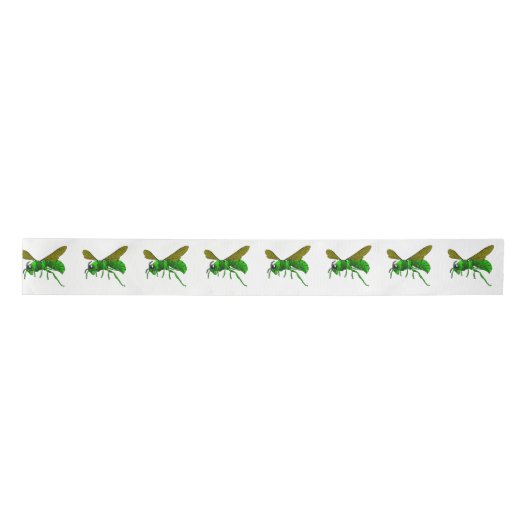 Ruban En Satin Abeille de guêpe verte et citron vert (Devant)