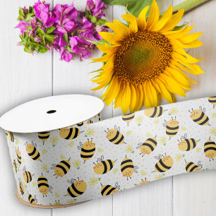 Ruban En Satin Abeille de miel et tournesol