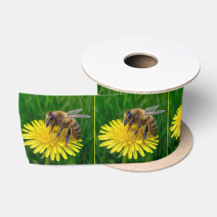 Ruban En Satin Abeille sur un pissenlit jaune