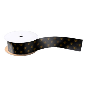 Ruban En Satin Abeilles métalliques d'aluminium d'or sur le noir