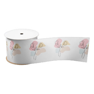 Ruban En Satin Abstrait Pastel Floral 