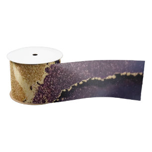 Ruban En Satin Abstrait Purple Tan Gold