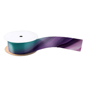 Ruban En Satin Abstrait-violet moderne et Turquoise-