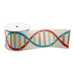 Ruban En Satin ADN Mid Century Moderne Biologie STEM Crème à