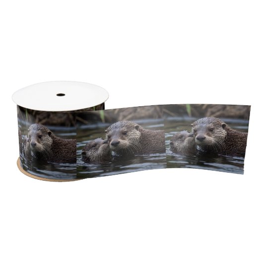 Ruban En Satin **"Adrift in Love : Mummy and Baby Otter"** (Bobine)