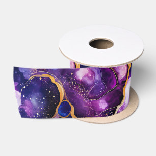 Ruban En Satin Agate Céleste Motif Minéral Abstrait Cosmique