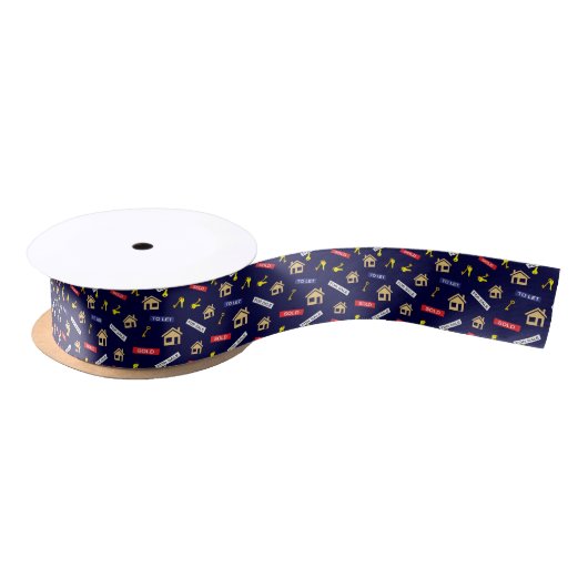 Ruban En Satin Agent immobilier Funny Marine Blue (Bobine)