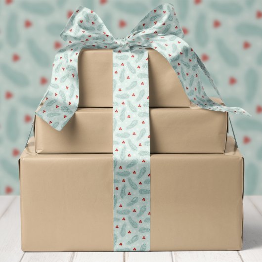 Ruban En Satin Aiguilles et baies de pin botanique Noël