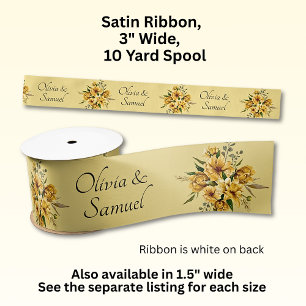 Ruban En Satin Ajouter des noms, 3 pouces Large Golden Yellow Flo