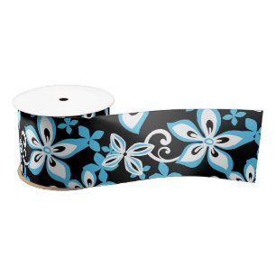 RUBAN EN SATIN ALOHA HAWAII (NOIR/BLEU) SATIN RIBBON