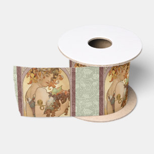 Ruban En Satin Alphonse Mucha Fruit Art Nouveau Vintage Jeune Fil