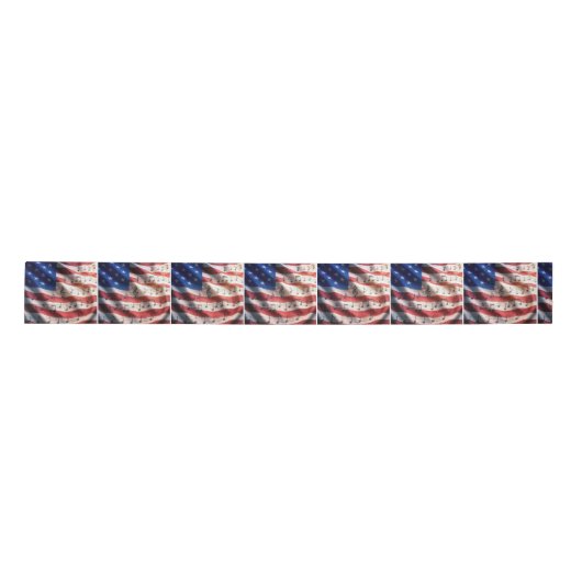 Ruban En Satin American Flag With Musical Notes (Devant)
