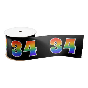 Ruban En Satin Amusant, motif arc-en-ciel "34" Numéro d'événement