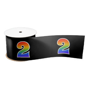 Ruban En Satin Amusement, motif "2" d'arc-en-ciel nombre