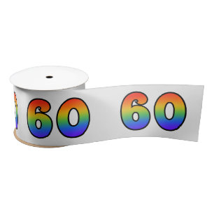 Ruban En Satin Amusement, motif "60" d'arc-en-ciel nombre