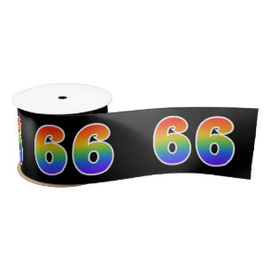 Ruban En Satin Amusement, motif "66" d'arc-en-ciel nombre