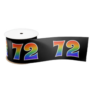 Ruban En Satin Amusement, motif "72" d'arc-en-ciel nombre