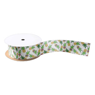 Ruban En Satin Ananas avec lunettes de soleil Motif