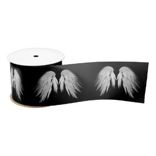 Ruban En Satin ANGEL WINGS Black Personnalisable