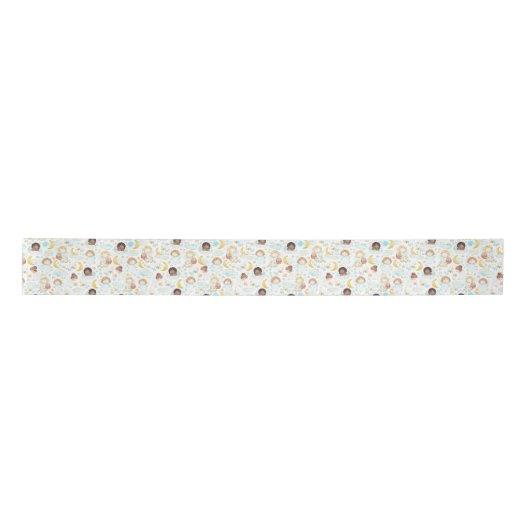 Ruban En Satin Anges adorables et étoiles Aquarelle Art (Devant)