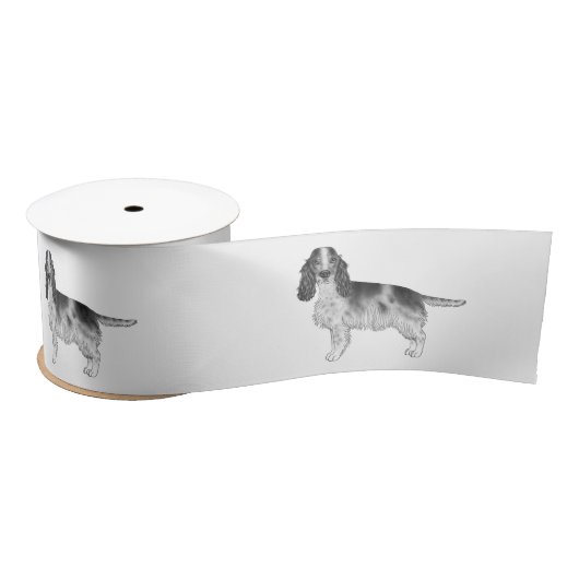 Ruban En Satin Anglais Cocker Spaniel Design En Noir Et Blanc (Bobine)