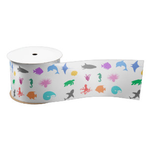 Ruban En Satin Animaux marins à motifs