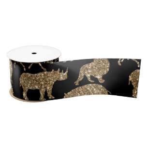 Ruban En Satin Animaux Sauvages Safari Élégant Paillettes Brillan