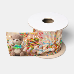Ruban En Satin Anniversaire de loutre mignonne et poisson gummi