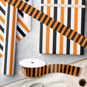 Ruban En Satin Anniversaire Halloween Orange Black Stripes Envelo