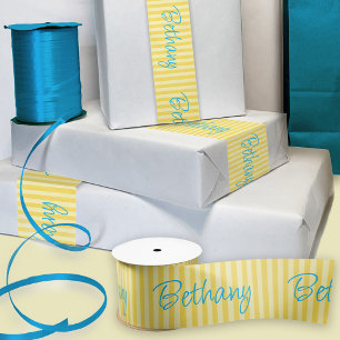 Ruban En Satin Anniversaire Jaune Nom personnalisé