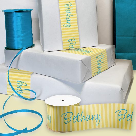 Ruban En Satin Anniversaire Jaune Nom personnalisé