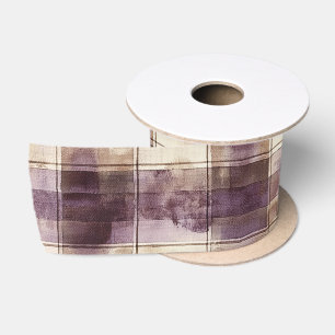 Ruban En Satin Anniversaire Rayures Crème Beige Violet