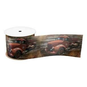 Ruban En Satin Antique Fire Truck Vintage Fire