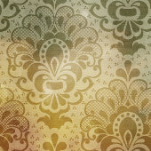 Ruban En Satin Antique Green Gold Damask