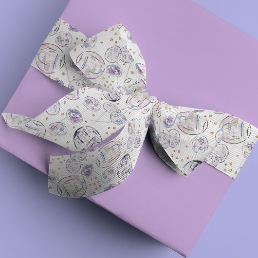 Ruban En Satin Aquarelle à billes disco étoilées