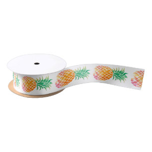 Ruban En Satin aquarelle ananas