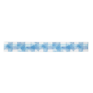 Ruban En Satin Aquarelle bleue En vichy