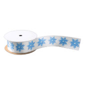 Ruban En Satin Aquarelle Blue Snowflake Motif (Bobine)