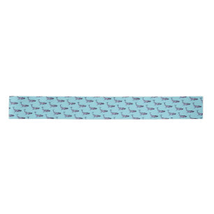 Ruban En Satin Aquarelle Blue Whale Turquoise