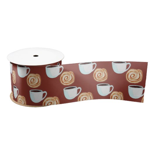 Ruban En Satin Aquarelle Cinnamon Bun Pastry Café (Bobine)