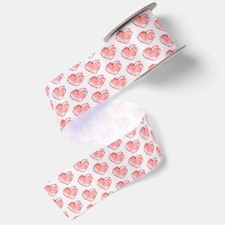 Ruban En Satin Aquarelle Cœur Rose Mignon