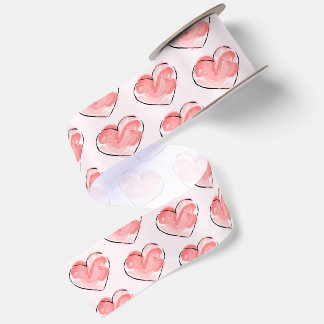 Ruban En Satin Aquarelle Cœur Rose Mignon