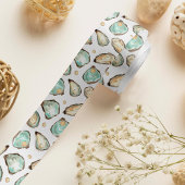 Ruban En Satin Aquarelle côtière huître et Motif Pearl