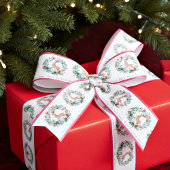 Ruban En Satin Aquarelle couronne de Noël avec cerf coutume