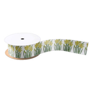 Ruban En Satin Aquarelle Daffodiles de printemps Illustration bot