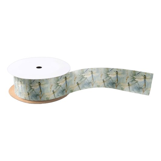 Ruban En Satin Aquarelle de libellule paisible (Bobine)