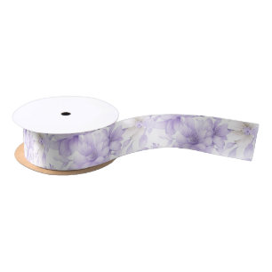 Ruban En Satin Aquarelle délicate Fleurs violettes
