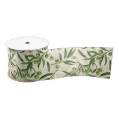 Ruban En Satin Aquarelle des branches d'olive (Bobine)