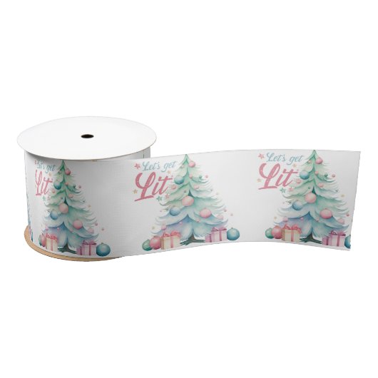 Ruban En Satin Aquarelle Faisons un sapin de Noël (Bobine)